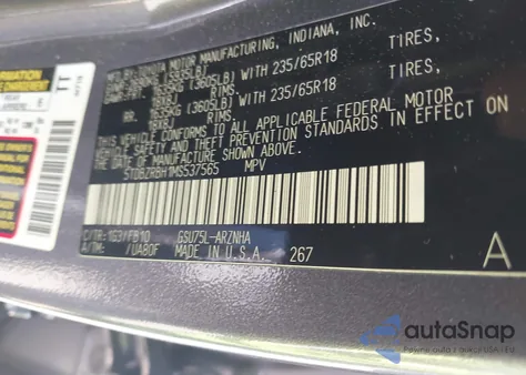 2021 Toyota Highlander Le из США, поврежденный, VIN 5TDBZRBH1MS537565